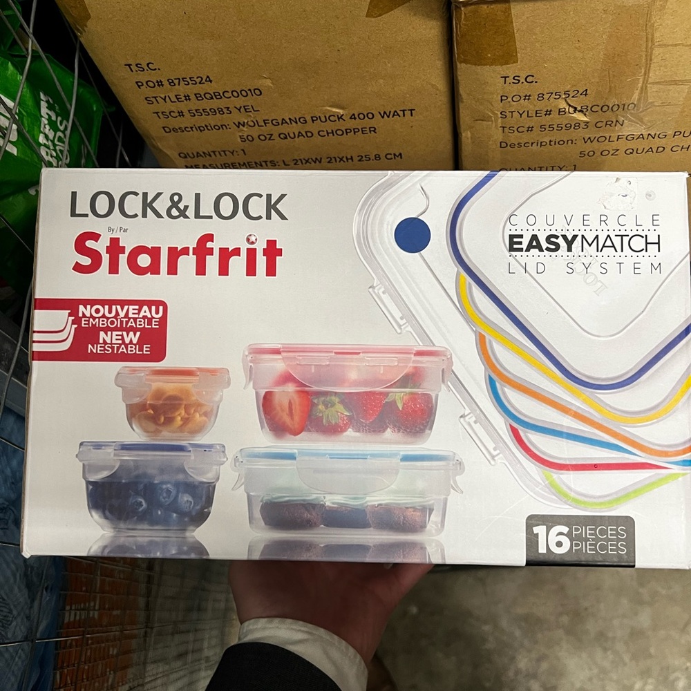 Starfrit Lock & Lock Easy Match Food Storage Set - 16 Pieces, Clear and Blue